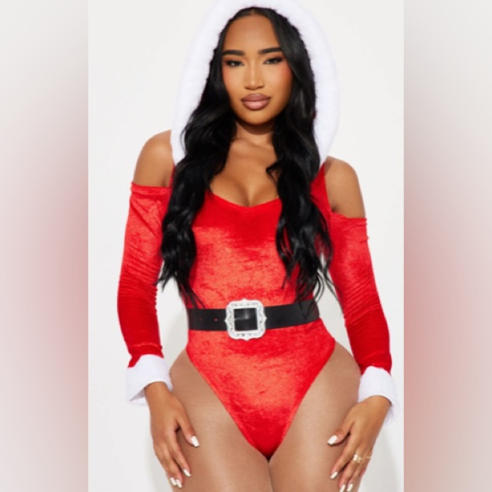 FN Red and white Santa costume bodysuit